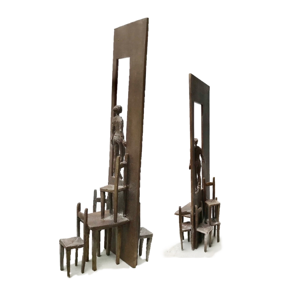 sculpture tables et chaises bronze